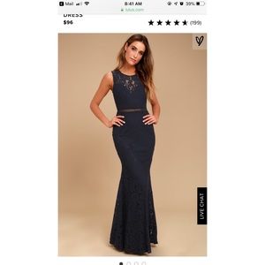 Navy Blue Lace Maxi Dress from Lulus